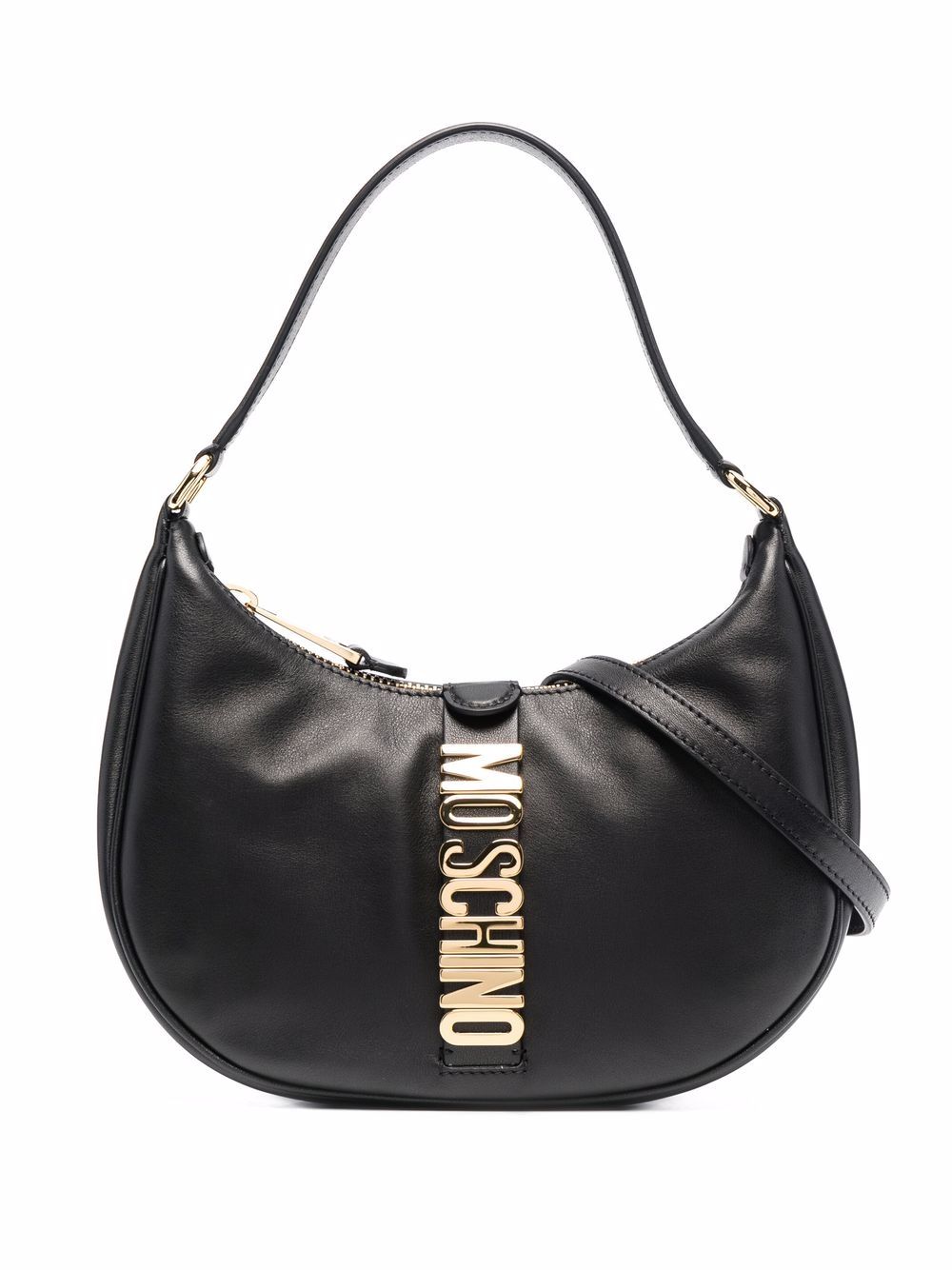 Moschino 莫斯奇诺 logo标牌单肩包 - 黑色