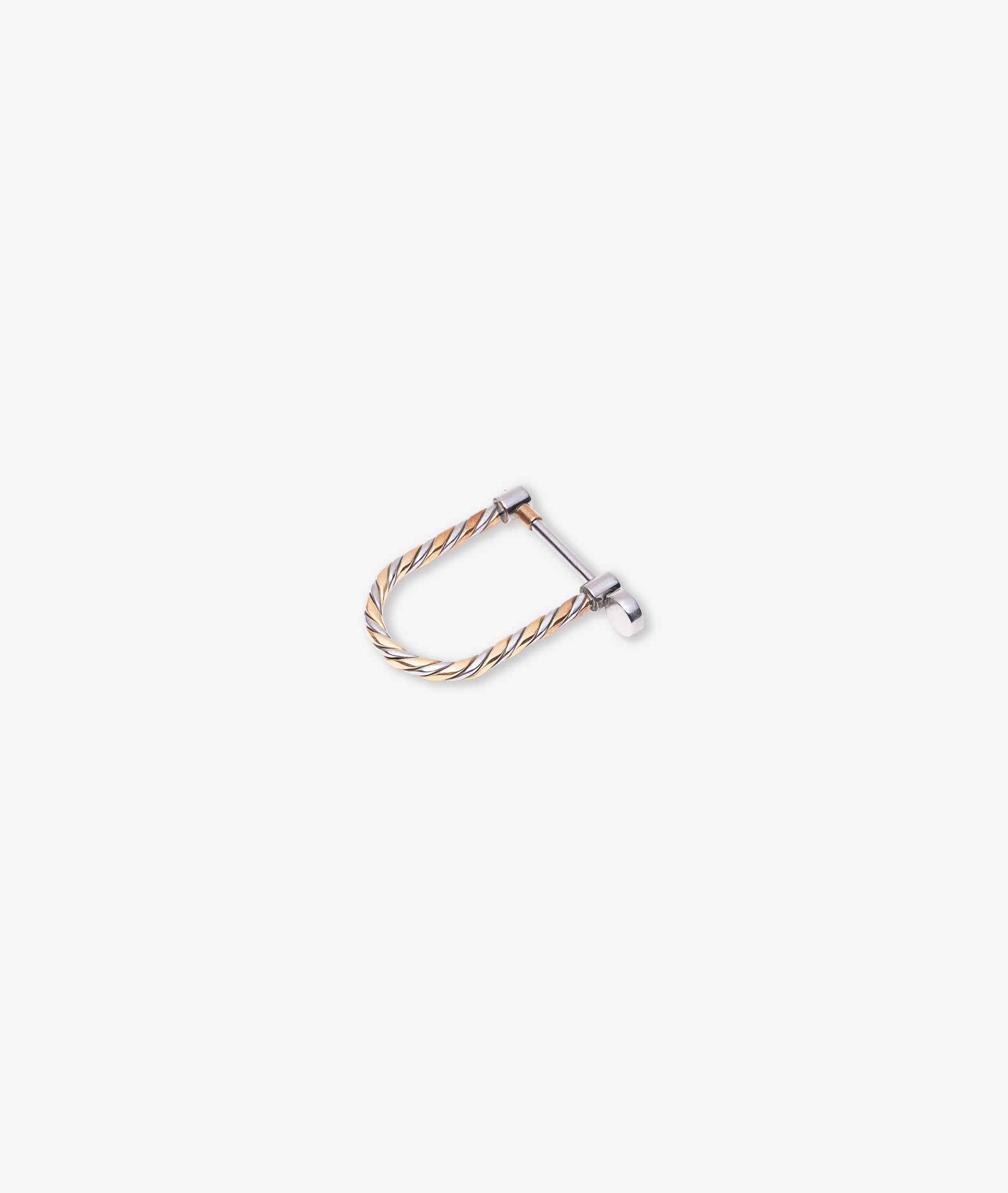 Larusmiani Stainless Steel And Yellow Gold Shackle Shaped Key Holder Keyring