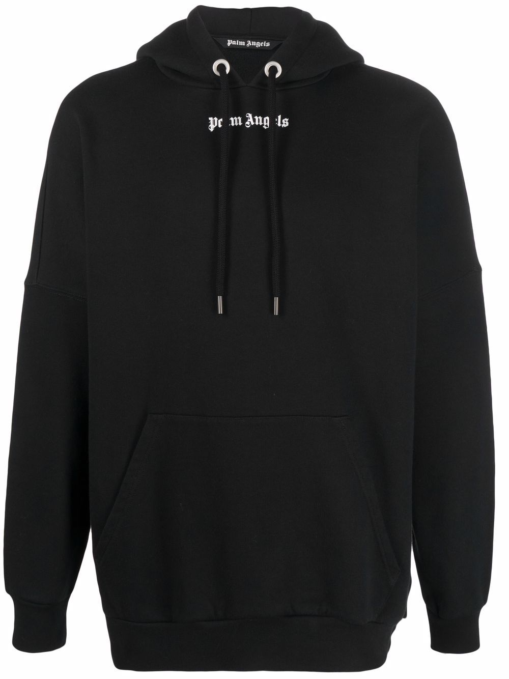 Palm Angels logo印花棉连帽衫 - 黑色