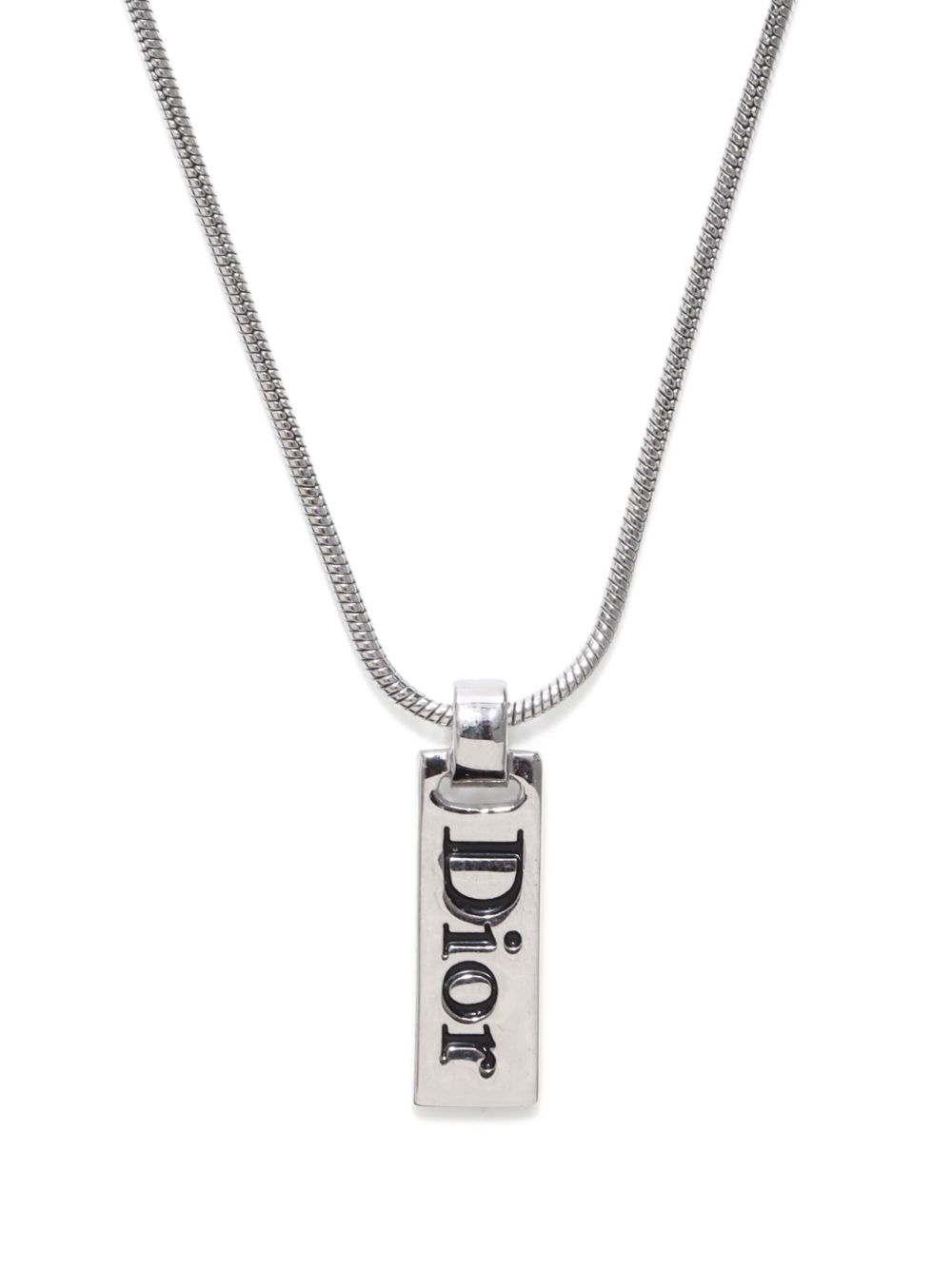 Christian Dior Pre-Owned 镀银logo吊牌项链（典藏款） - 银色