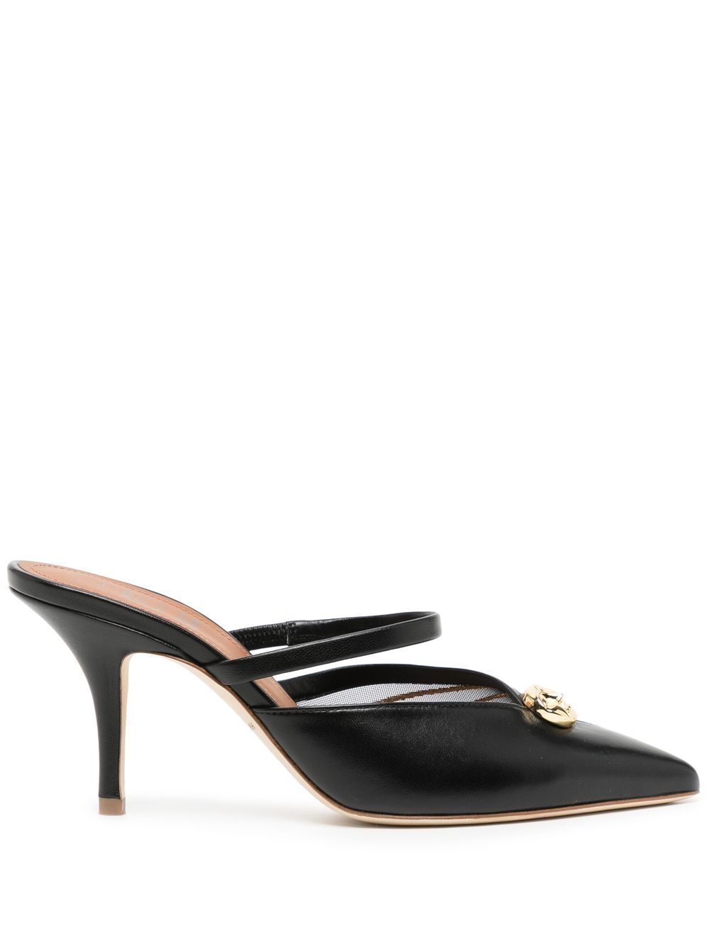 Malone Souliers logo标牌皮质高跟鞋 - 黑色