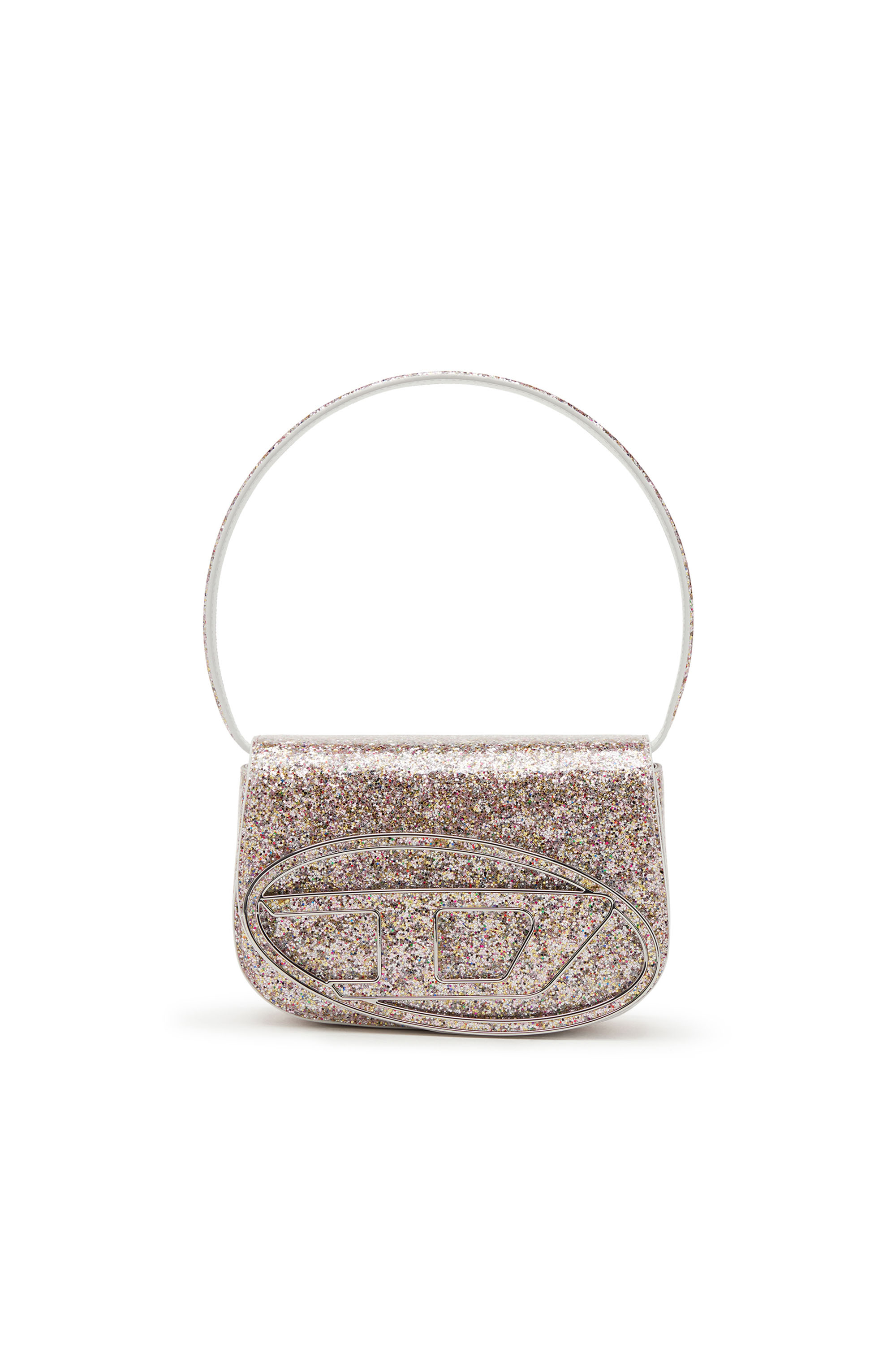 Diesel - 1DR-Iconic shoulder bag with macro glitter - Shoulder Bags - Woman - Pink