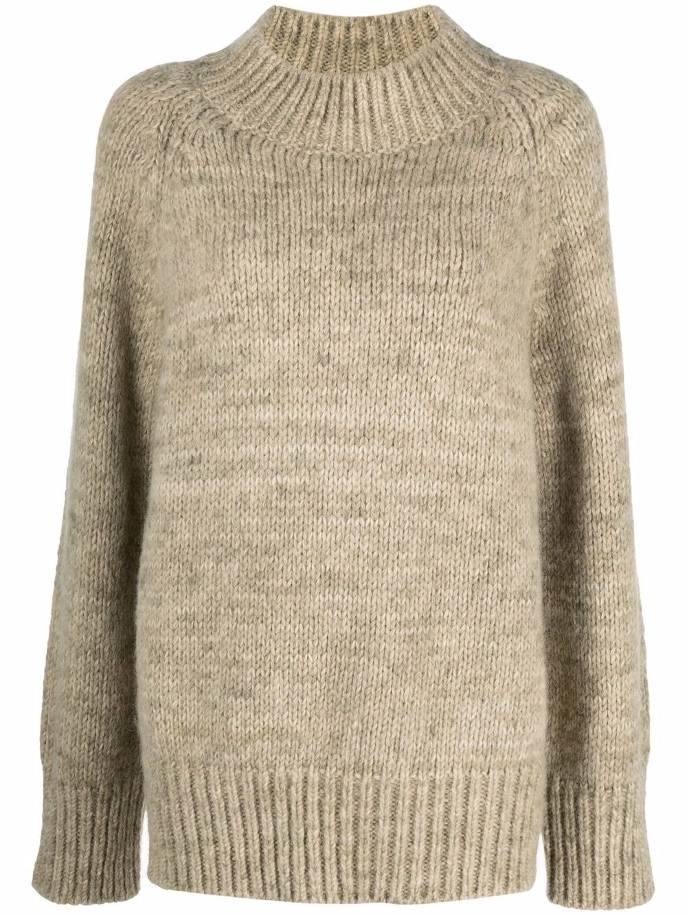 Maison Margiela 罗纹边饰高领毛衣 - 绿色