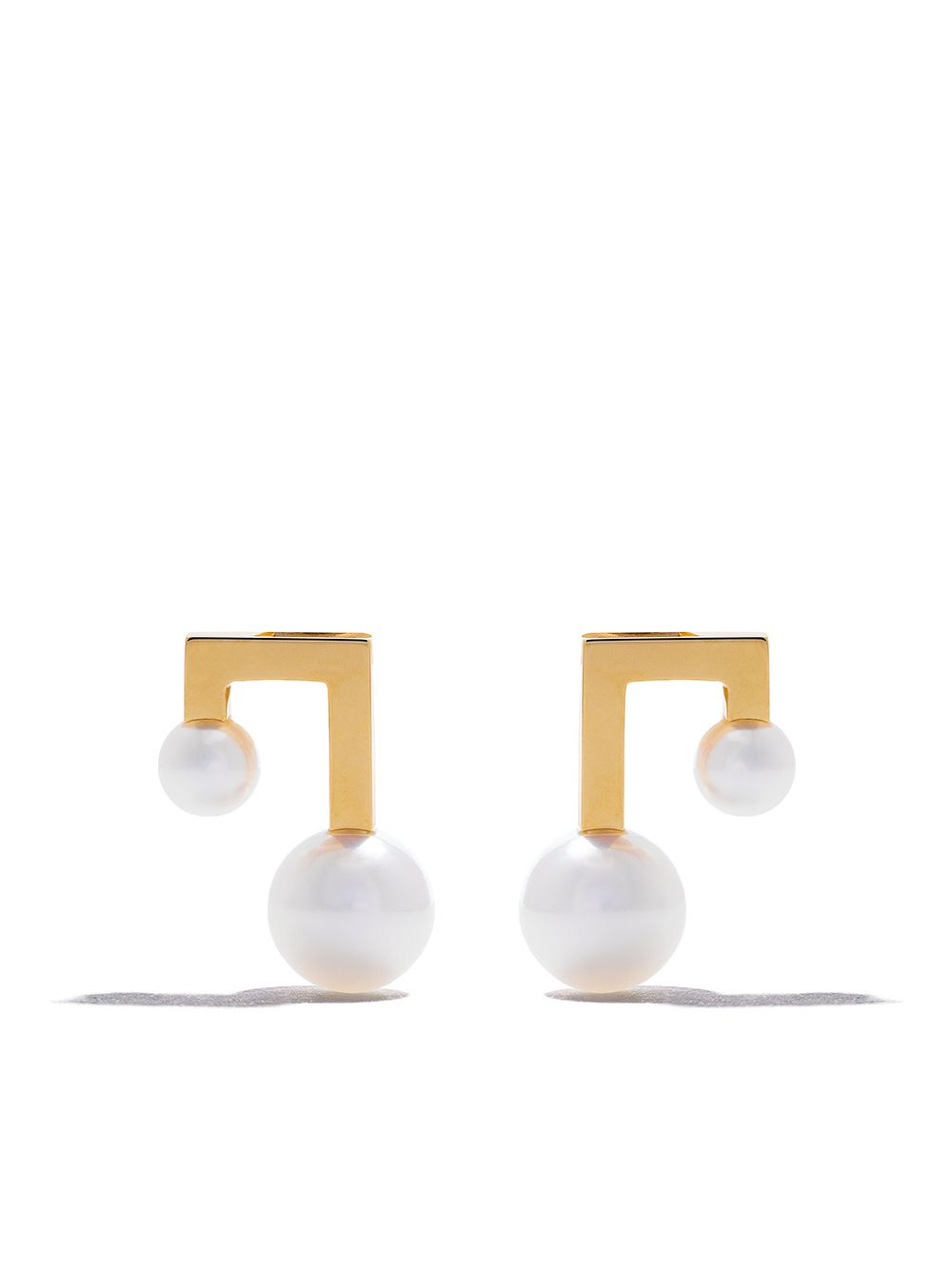 TASAKI Balance Note Collection Line 18K黄金小号阿古屋珍珠钻石耳环 - 金色