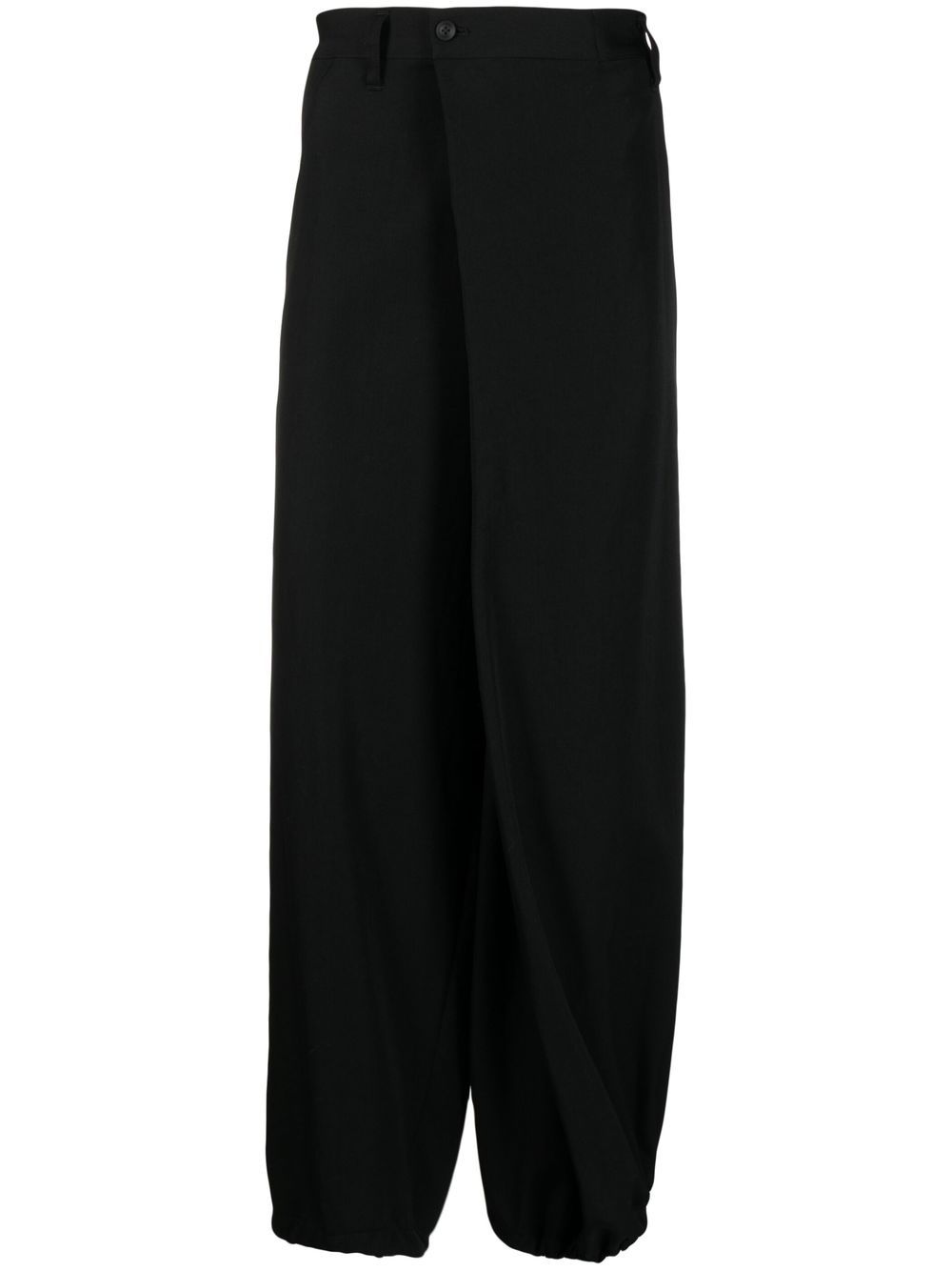 Yohji Yamamoto 高腰羊毛运动裤 - 黑色