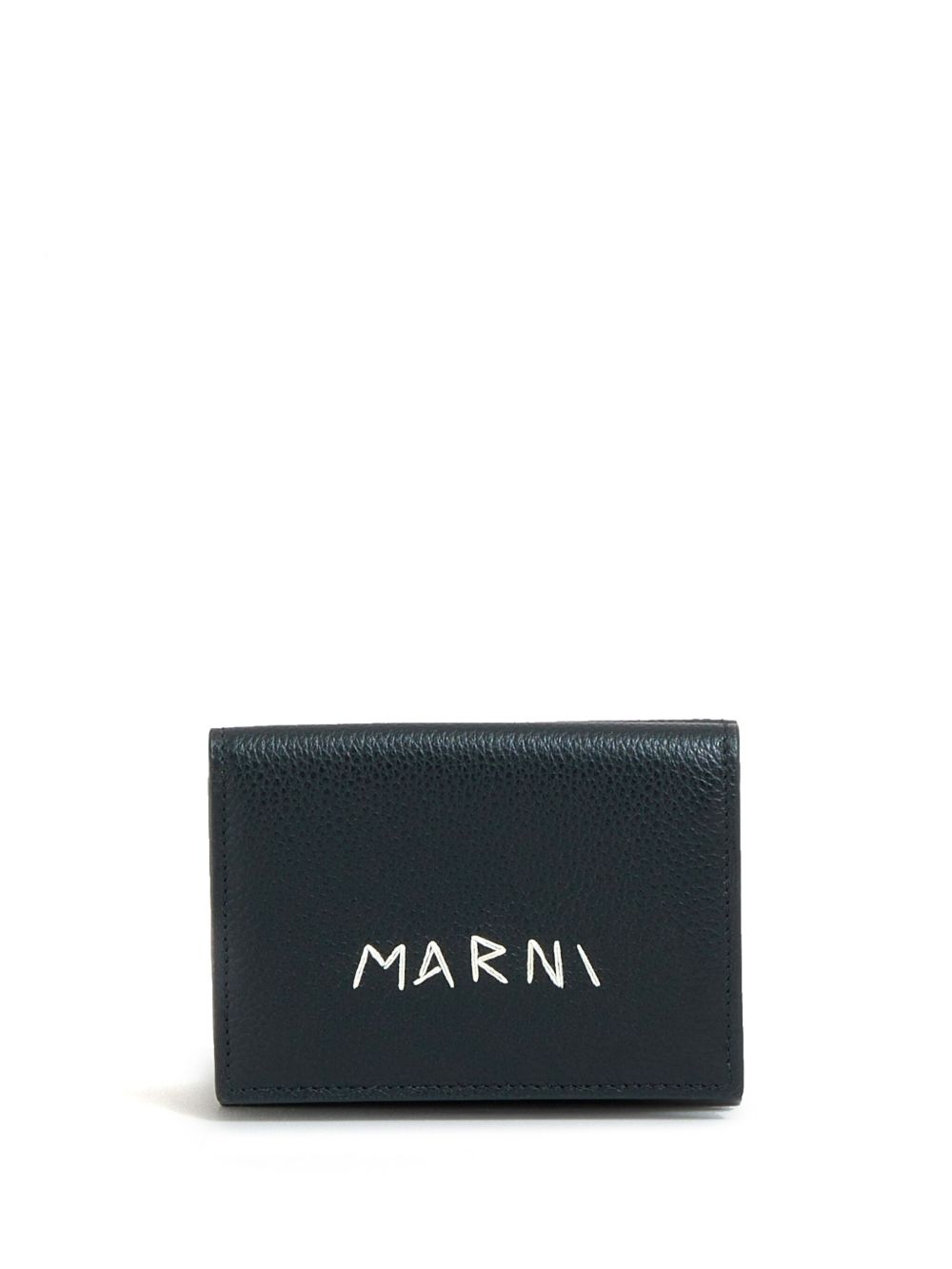 Marni logo刺绣皮质钱包 - 黑色
