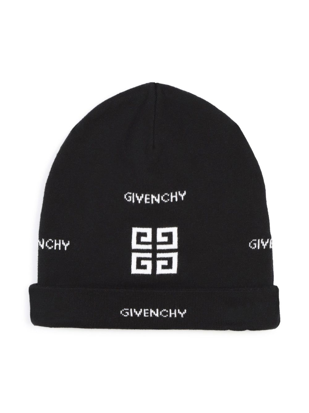 Givenchy Kids 经典logo针织套头帽 - 黑色