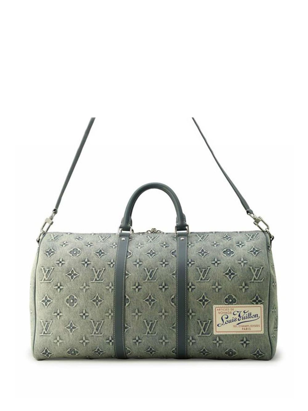 Louis Vuitton Pre-Owned Monogram Washed Denim Keepall Bandouliere 50 旅行包（2023年典藏款） - 蓝色
