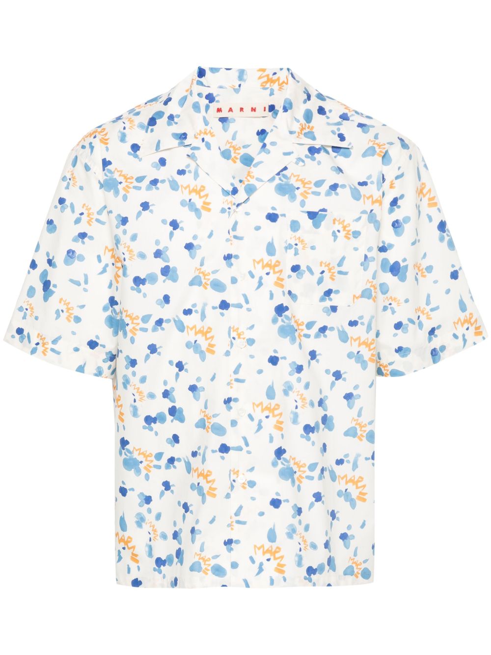 Marni logo印花棉衬衫 - 中性色