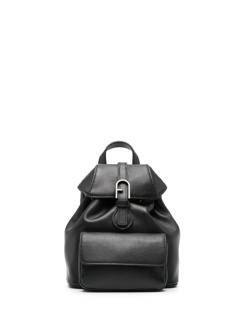 Furla logo扣环皮质双肩包 - 黑色