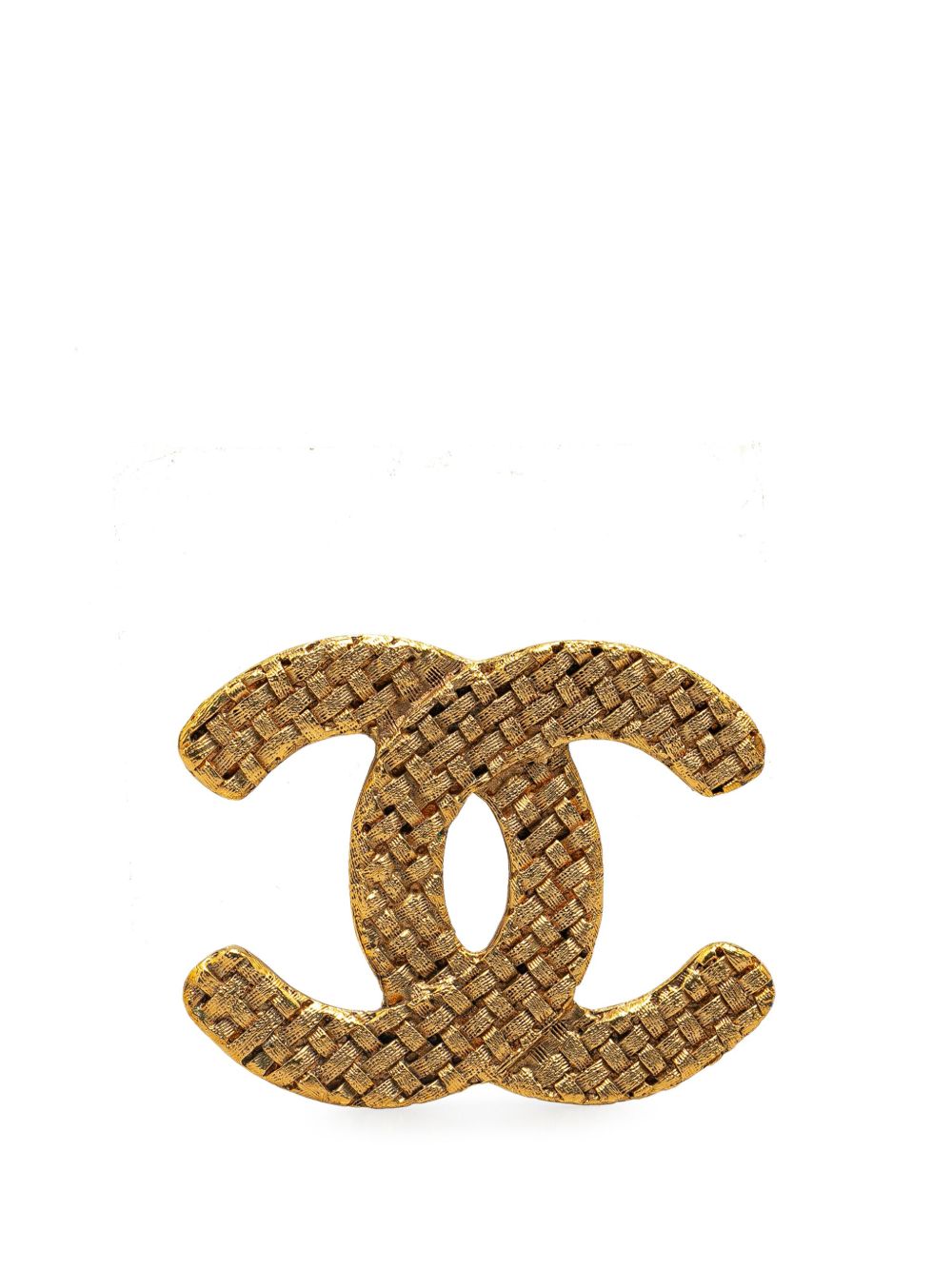 CHANEL Pre-Owned 镀金 CC 绗缝装饰胸针（2009年典藏款） - 金色
