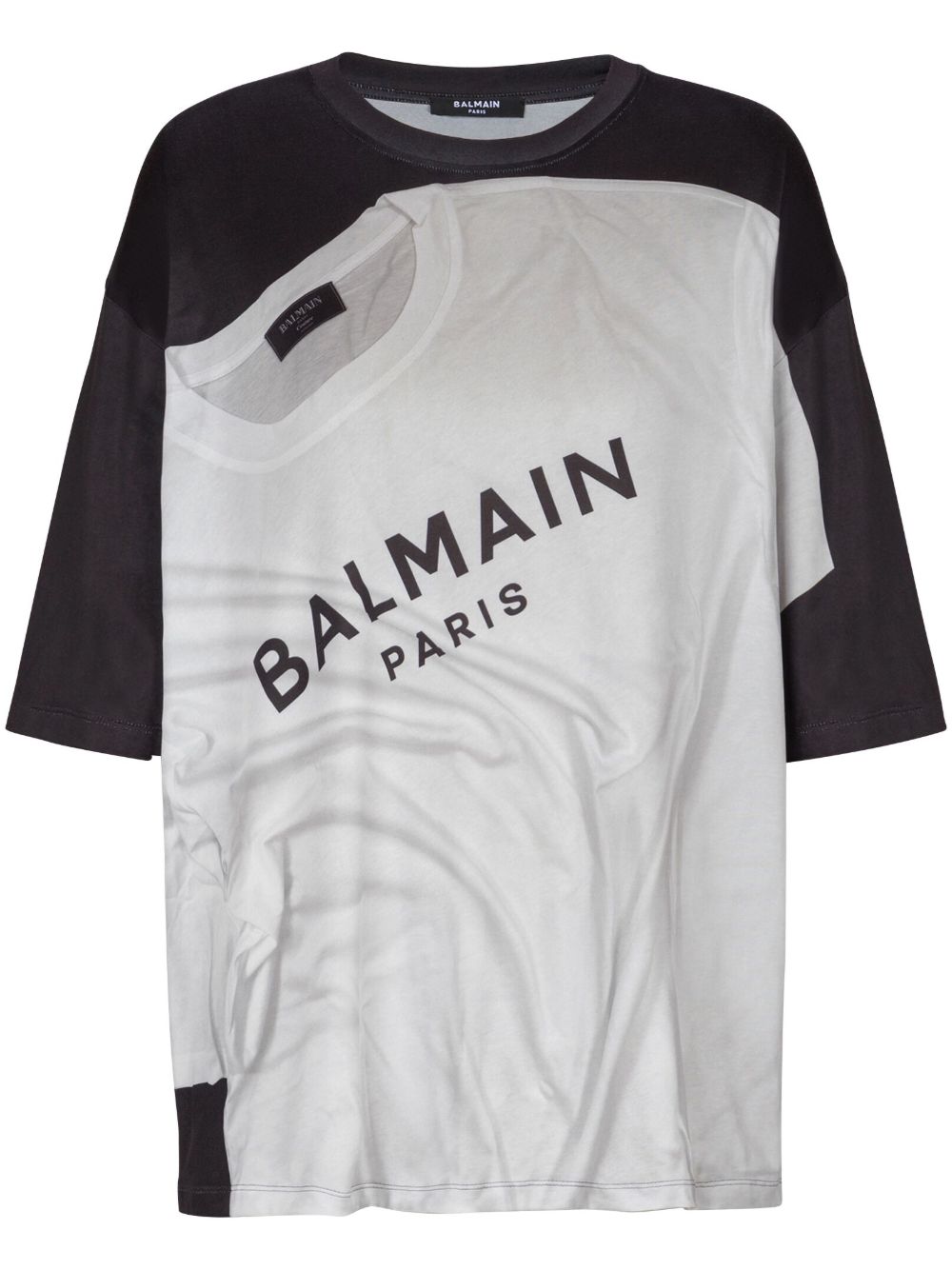 Balmain 错觉画印花T恤 - 白色