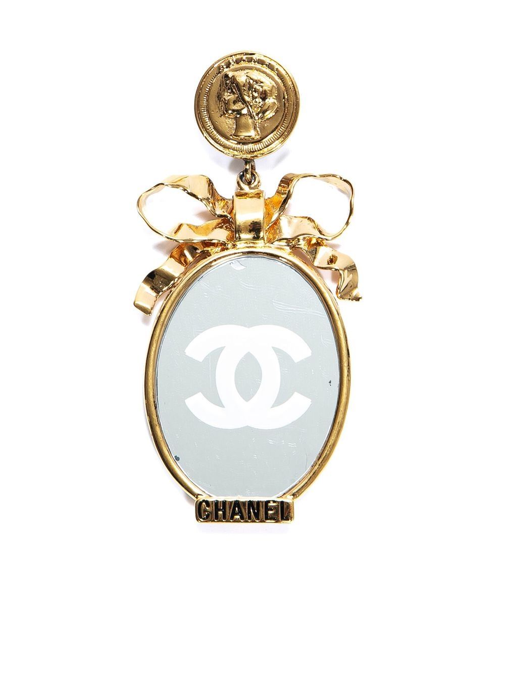 CHANEL Pre-Owned Mademoiselle 镜面胸针（1990年代典藏款） - 金色