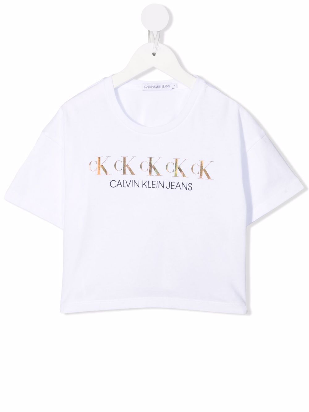 Calvin Klein Kids logo印花短袖T恤 - 白色