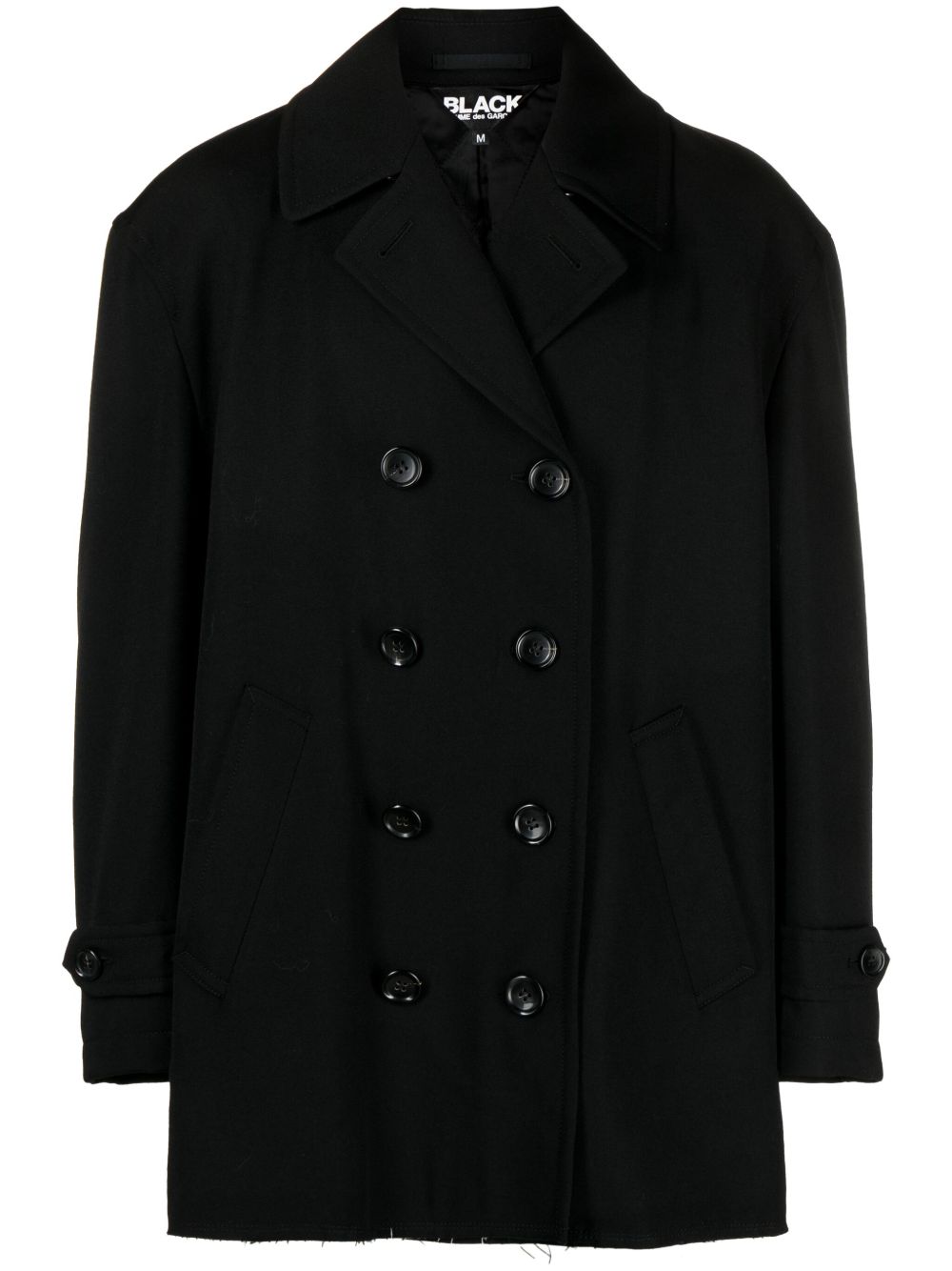 Black Comme Des Garçons 仿旧效果双排扣外套 - 黑色