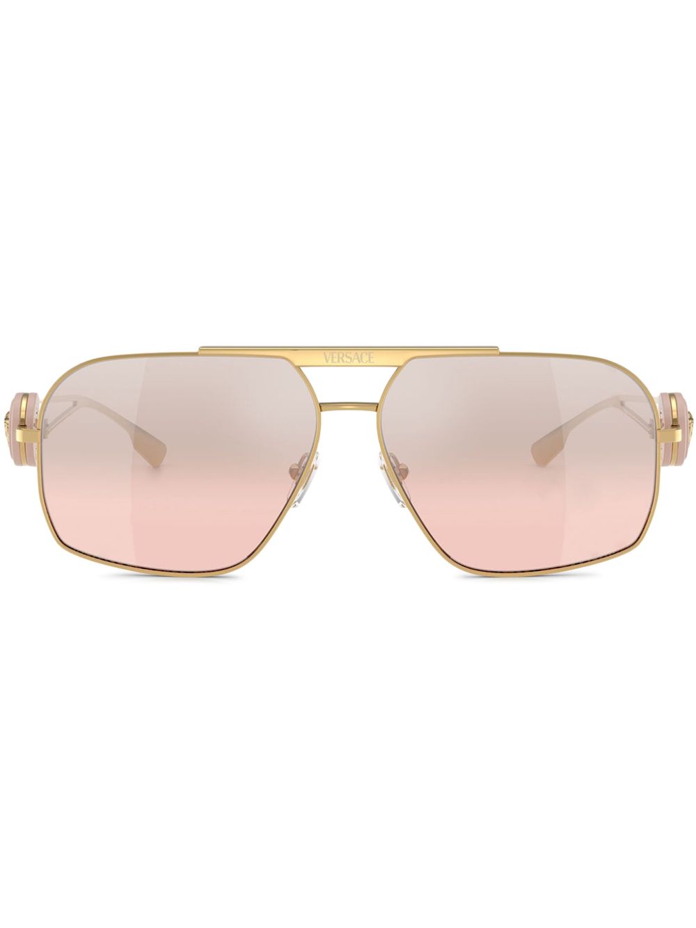 Versace Eyewear 飞行员镜框太阳眼镜 - 金色