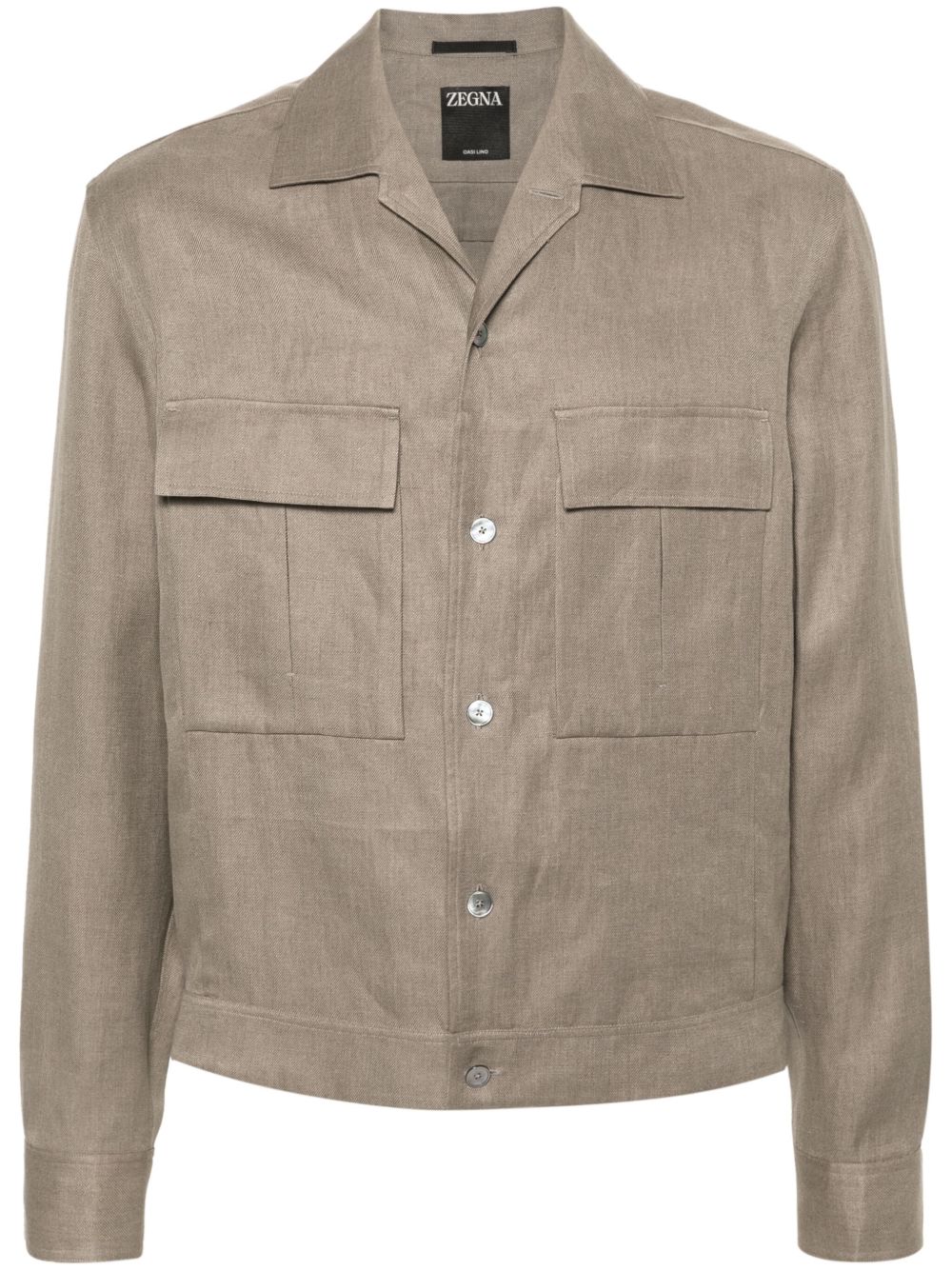 Zegna Oasi 长袖亚麻夹克式衬衫 - 绿色