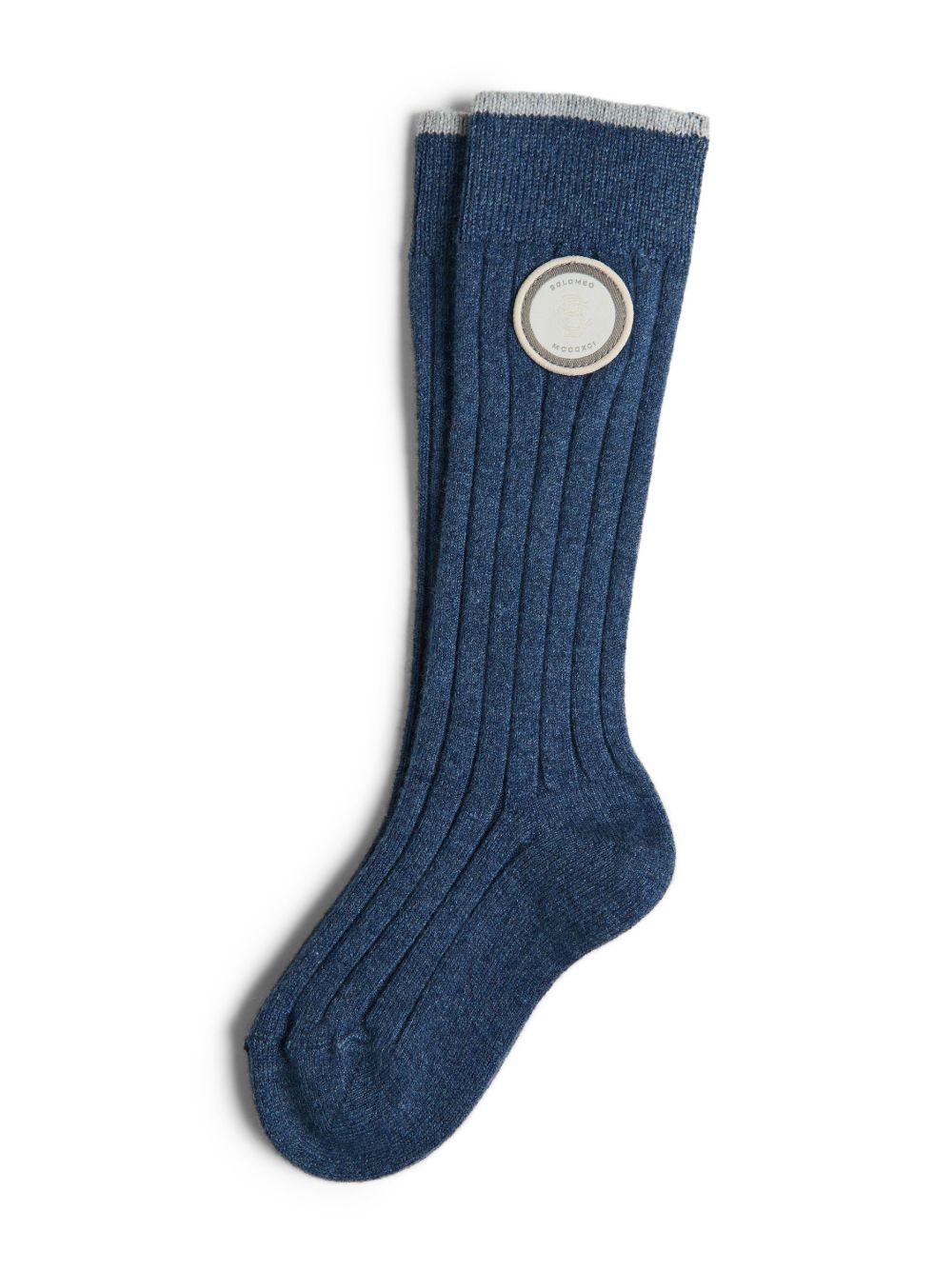 Brunello Cucinelli Kids 羊绒罗纹针织袜 - 蓝色