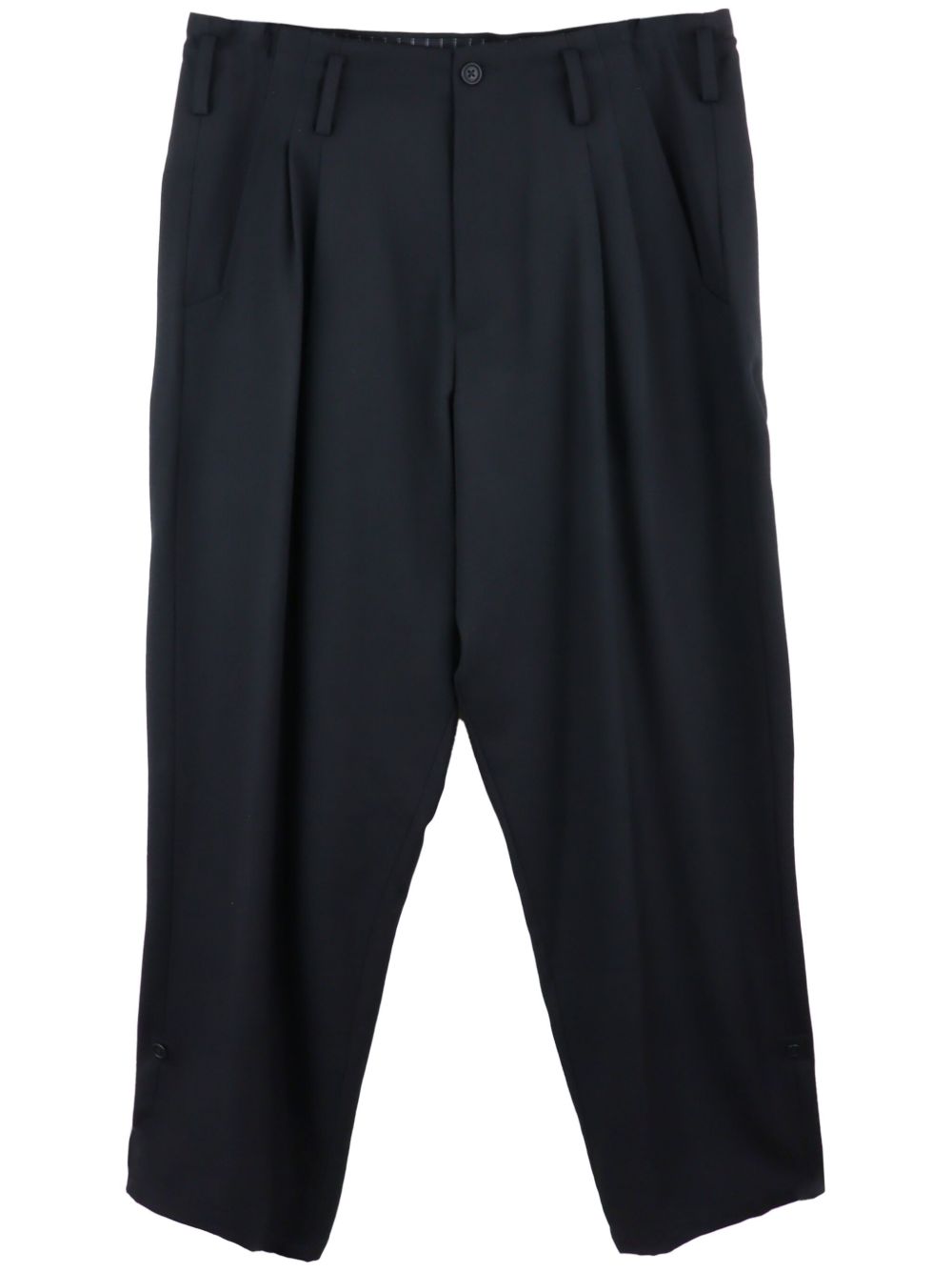 Yohji Yamamoto 褶饰锥形裤 - 黑色