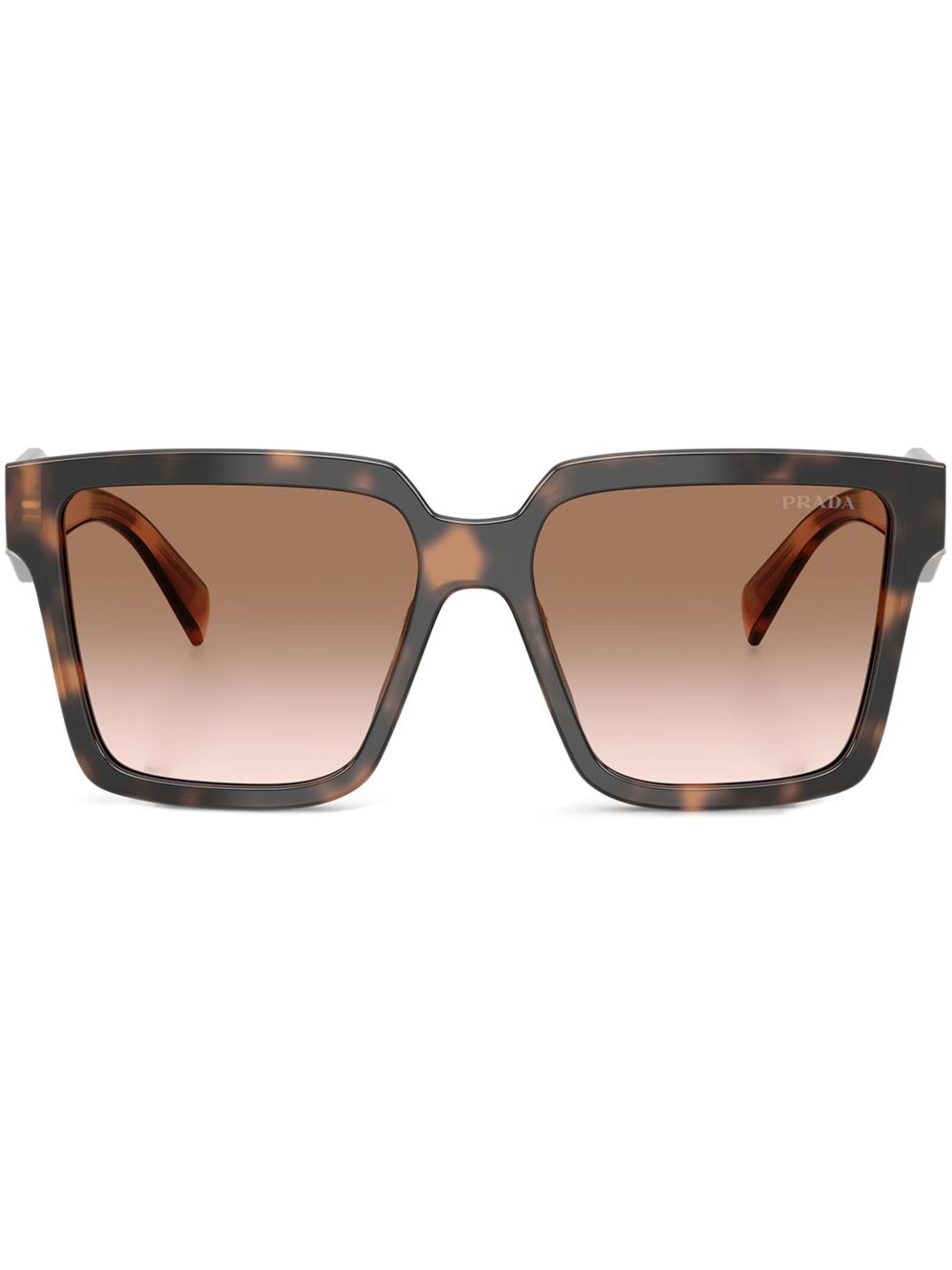 Prada Eyewear 玳瑁纹效果方框太阳眼镜 - 褐色
