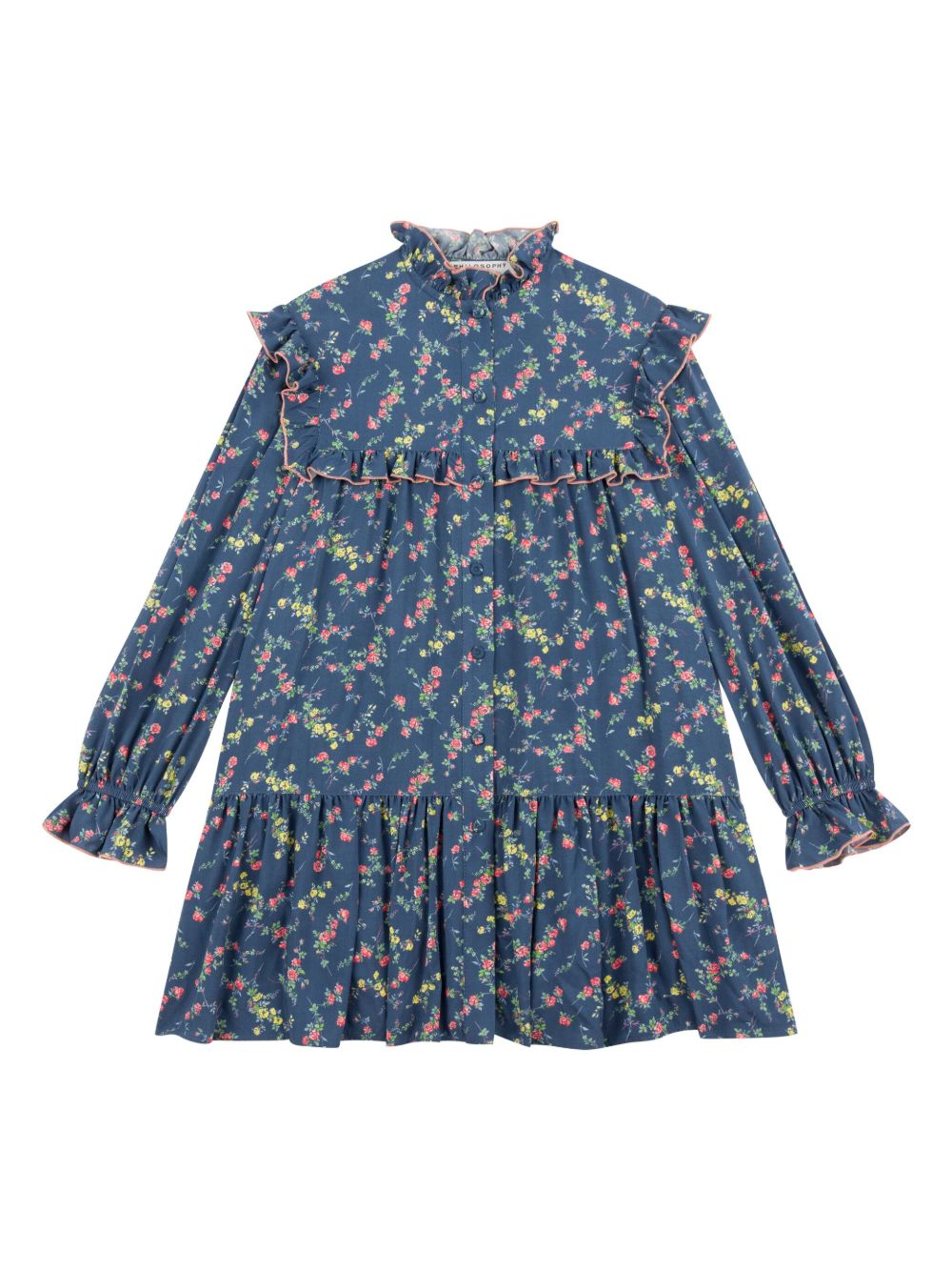 Philosophy Di Lorenzo Serafini Kids 花卉印花连衣裙 - 蓝色