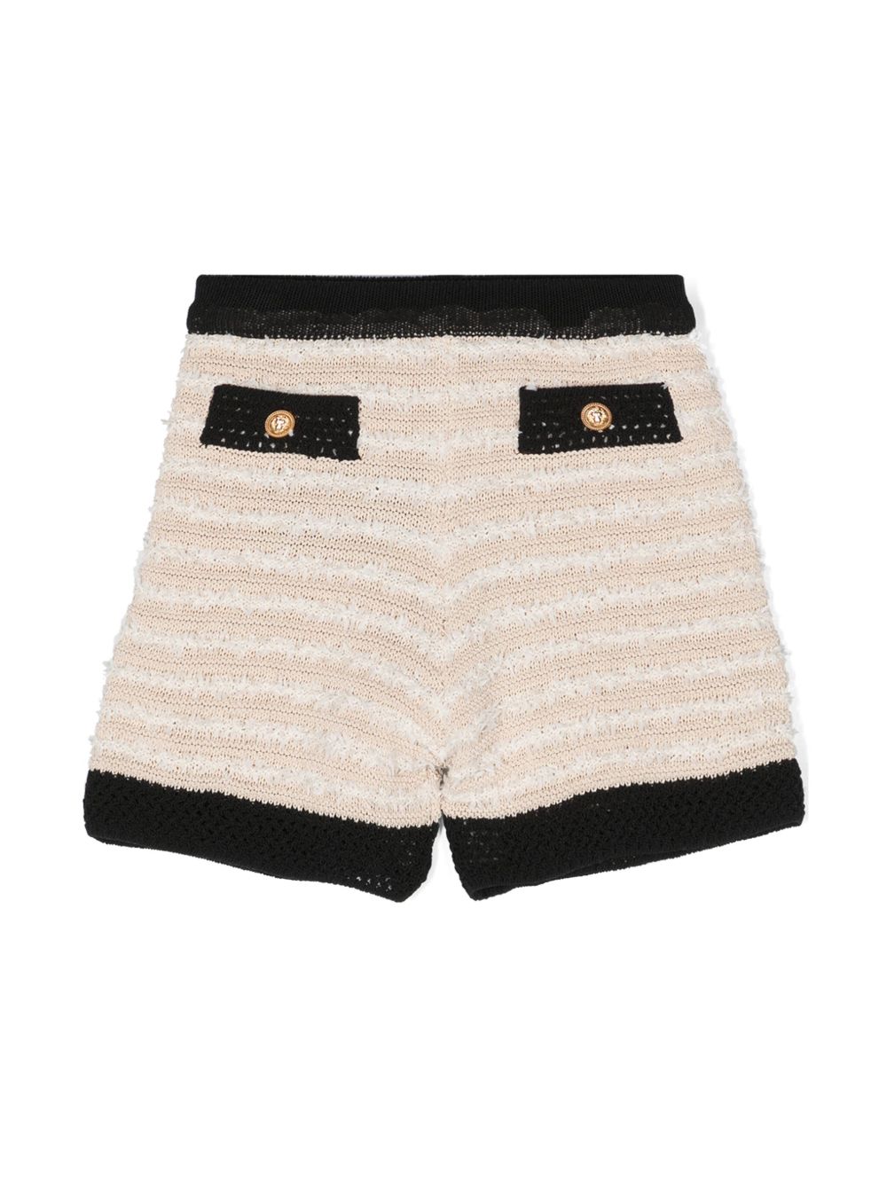 Balmain Kids 磨损边针织短裤 - 中性色