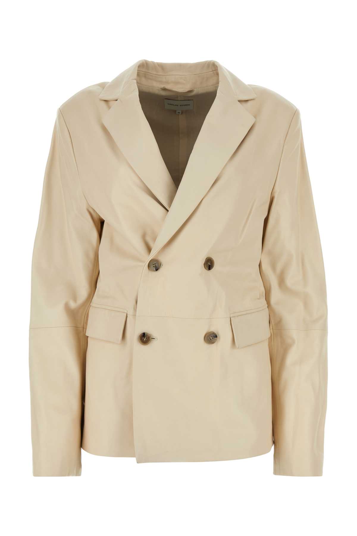 Loulou Studio Ivory Leather Davao Blazer