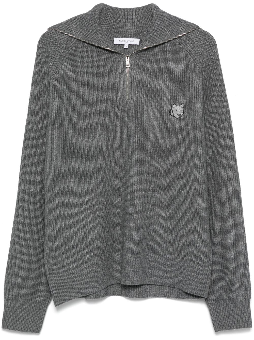 Maison Kitsuné Bold Fox Head 贴花罗纹毛衣 - 灰色