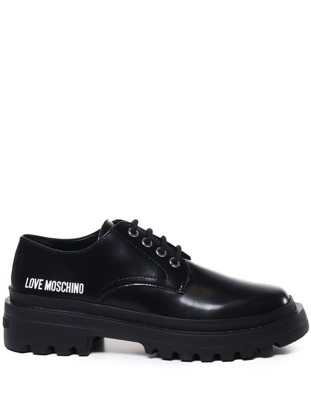 Love Moschino logo印花牛津鞋 - 黑色