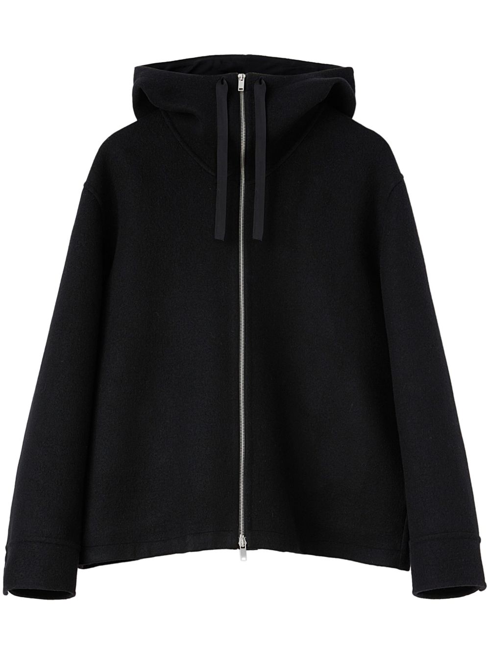 Jil Sander 初剪羊毛混纺连帽夹克 - 黑色