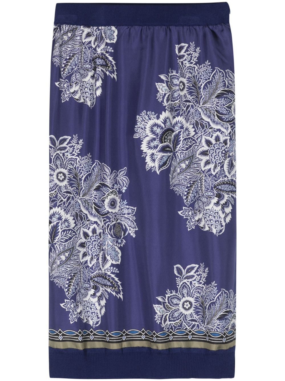 ETRO 花卉印花针织中长半身裙 - 蓝色