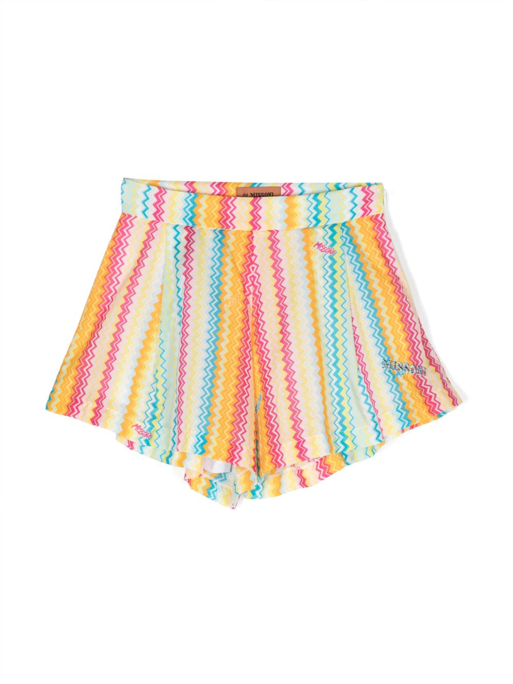 Missoni Kids 人字纹图案印花棉短裤 - 黄色