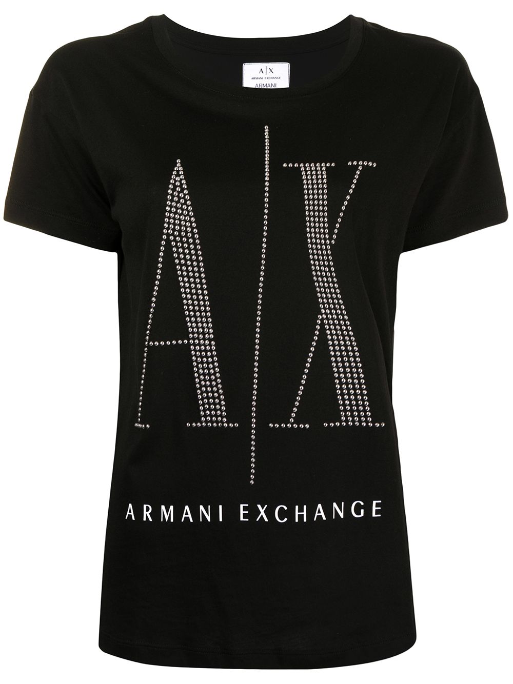 Armani Exchange logo亮片T恤 - 黑色