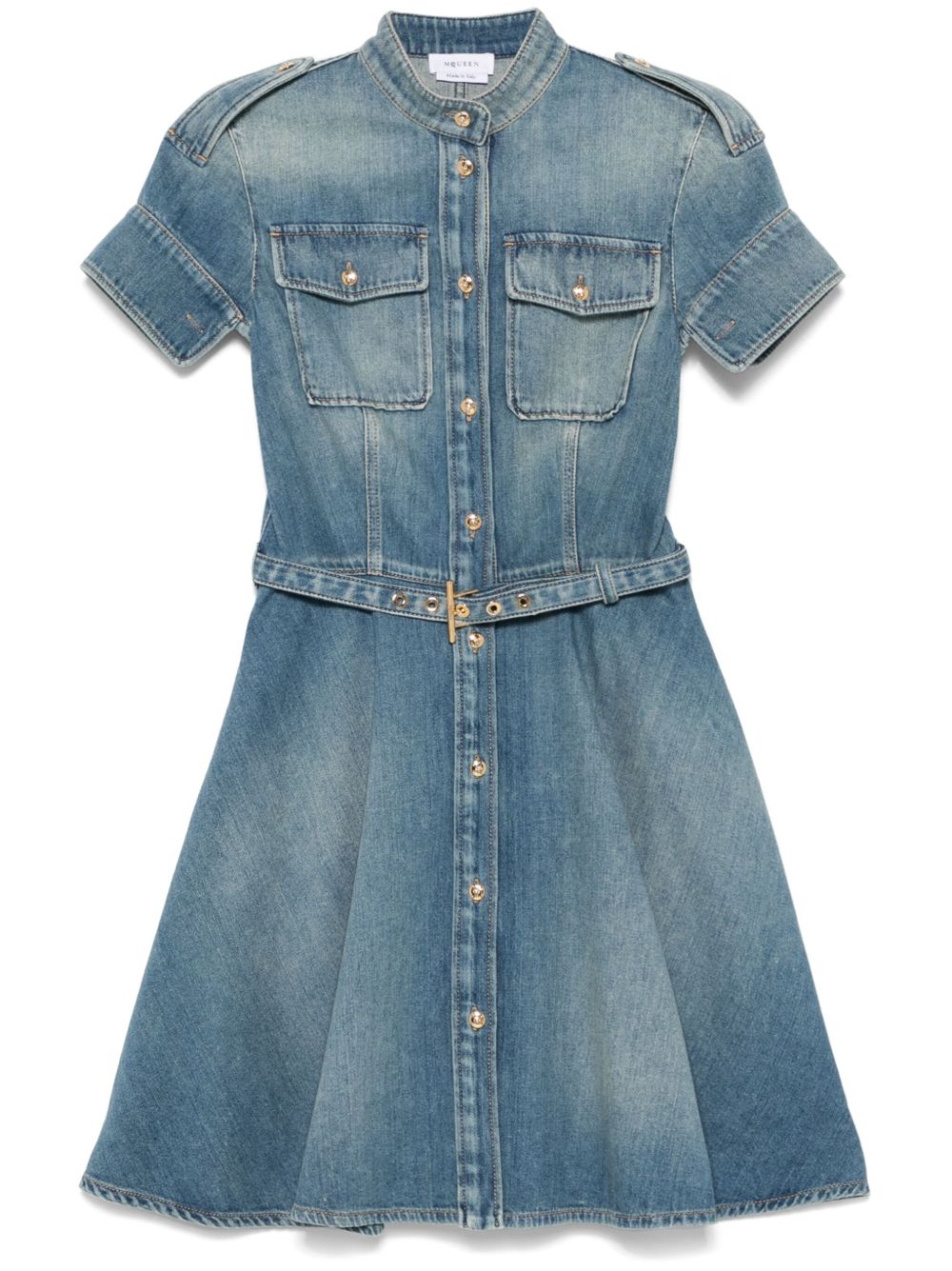Alexander McQueen 牛仔迷你连衣裙 - 蓝色