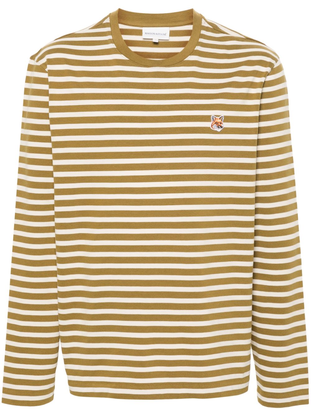 Maison Kitsuné Fox Head 条纹棉T恤 - 绿色
