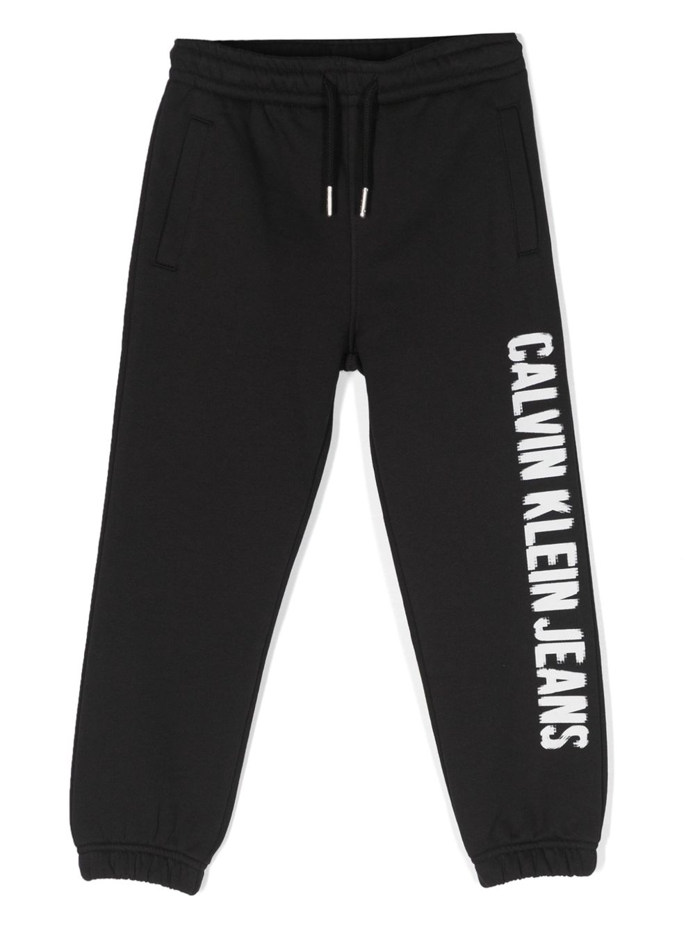 Calvin Klein Kids logo印花棉运动裤 - 黑色