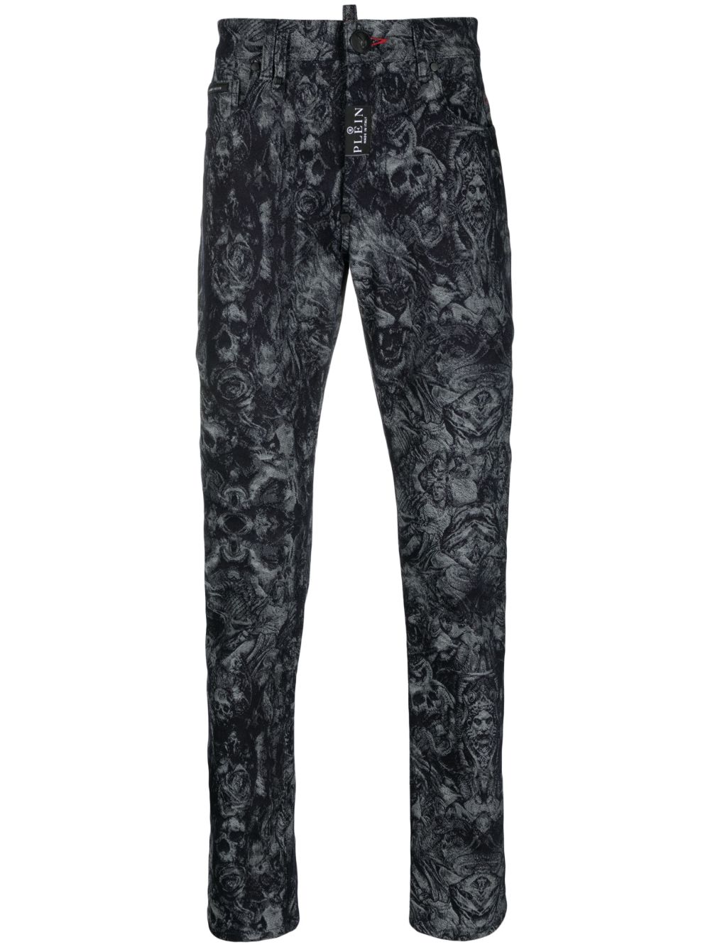 Philipp Plein 中腰锥形牛仔裤 - 黑色