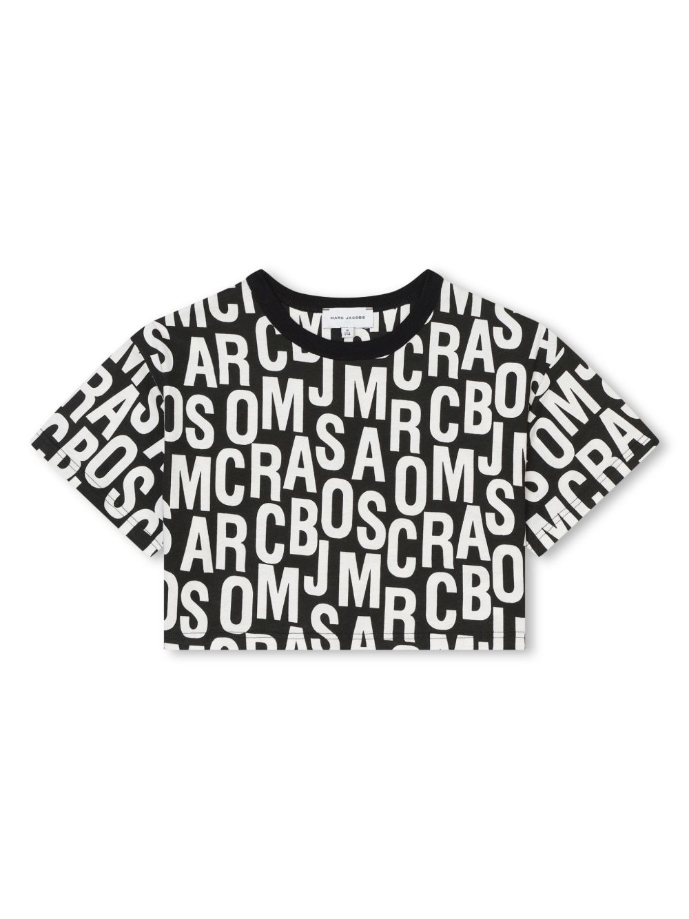 Marc Jacobs Kids logo印花短款T恤 - 黑色
