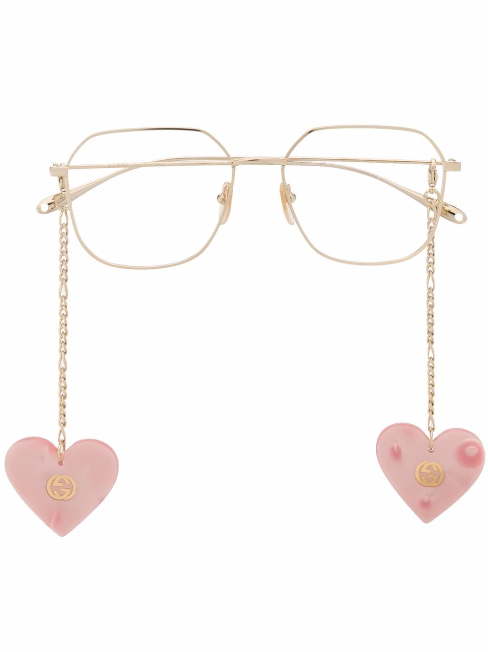 Gucci Eyewear logo吊饰搭链眼镜 - 金色