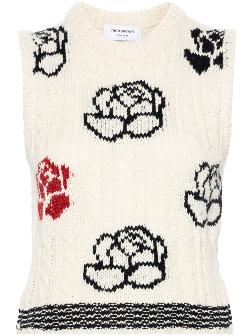 Thom Browne 图案嵌花针织马甲 - 白色