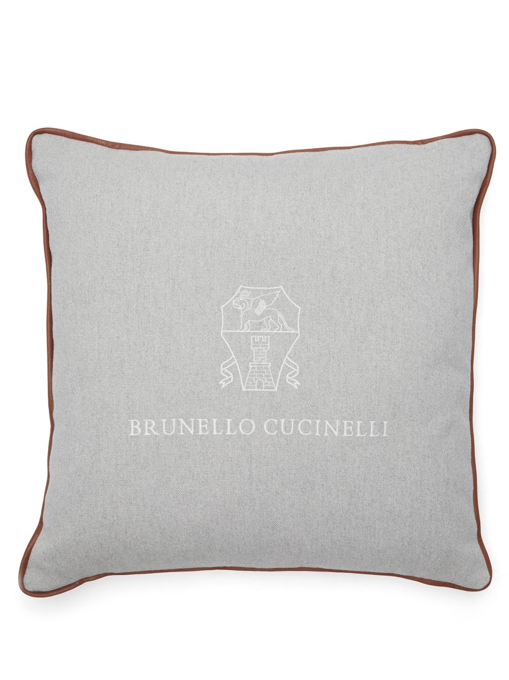 Brunello Cucinelli logo刺绣抱枕 - 灰色