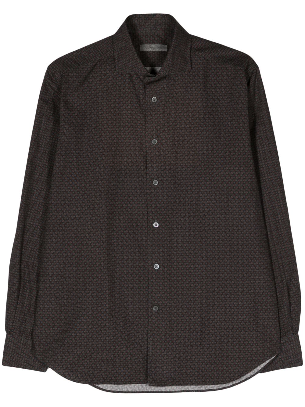 Corneliani 几何印花府绸衬衫 - 灰色