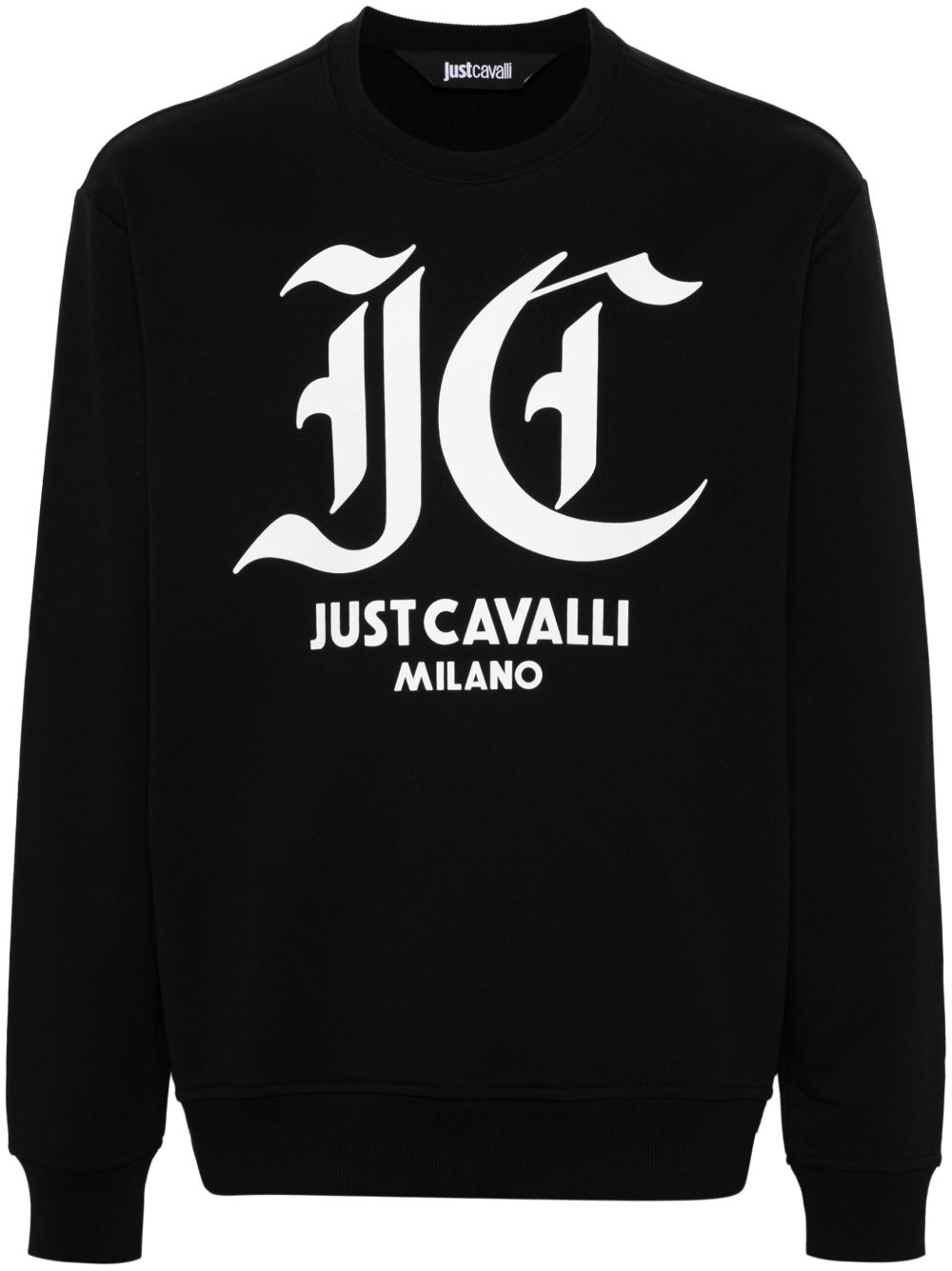 Just Cavalli logo印花棉卫衣 - 黑色