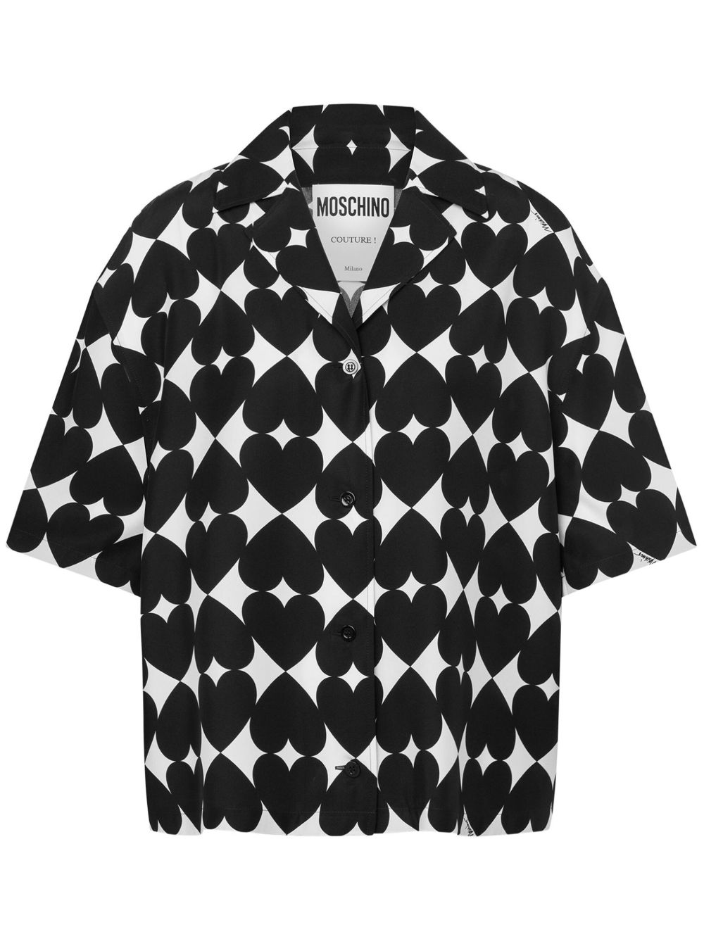 Moschino 爱心印花真丝衬衫 - 黑色