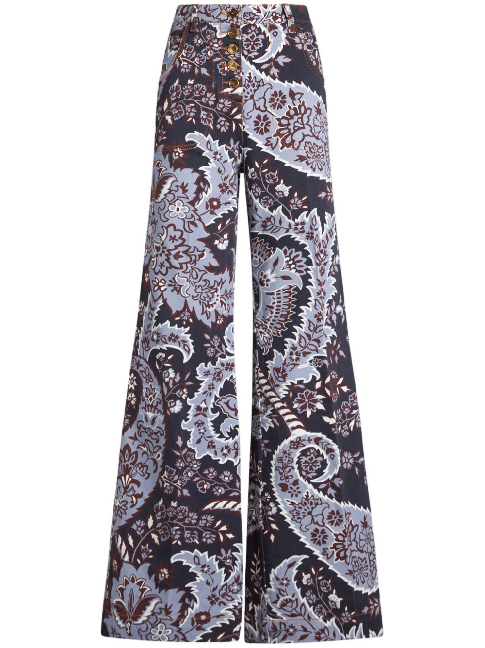 ETRO 佩斯理印花喇叭牛仔裤 - 蓝色