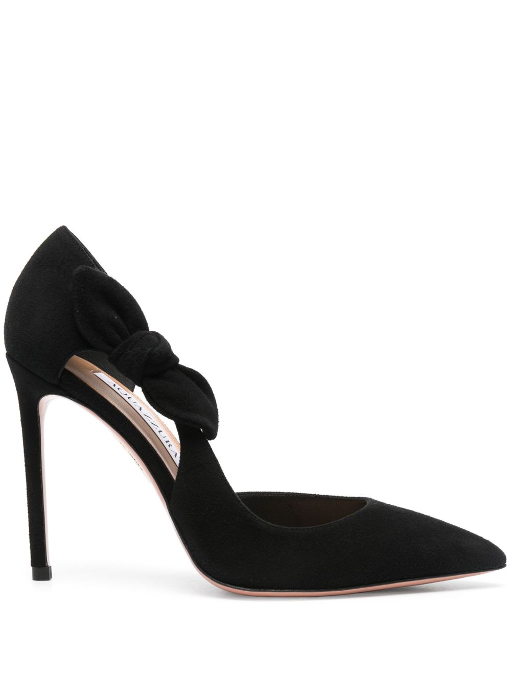 Aquazzura Very Bow Tie 绒面皮高跟鞋（10.5厘米） - 黑色