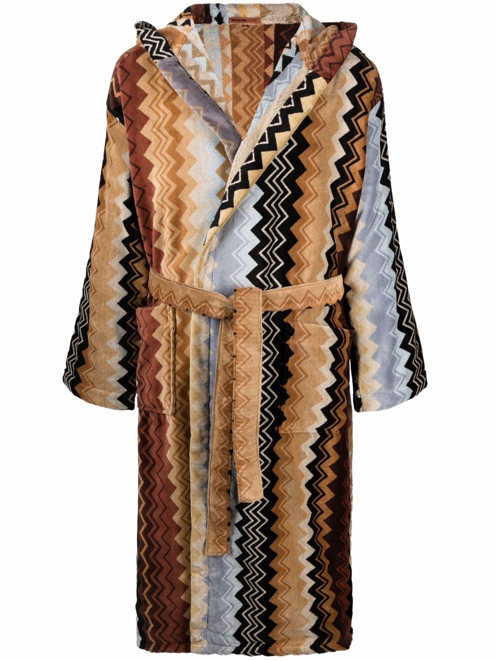 Missoni Home Giacomo 束腰连帽浴袍 - 褐色