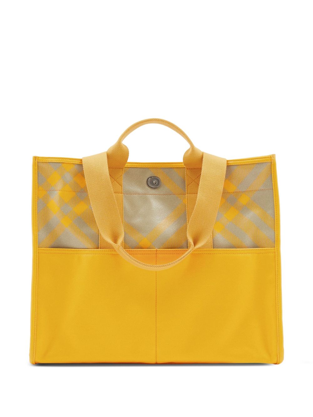 Burberry 格纹棉手提包 - 黄色