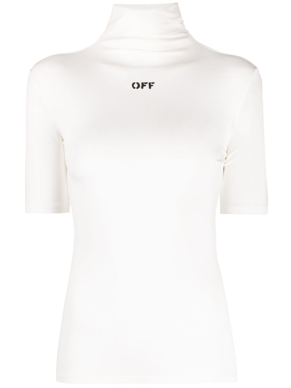 Off-White logo印花高领T恤 - 白色
