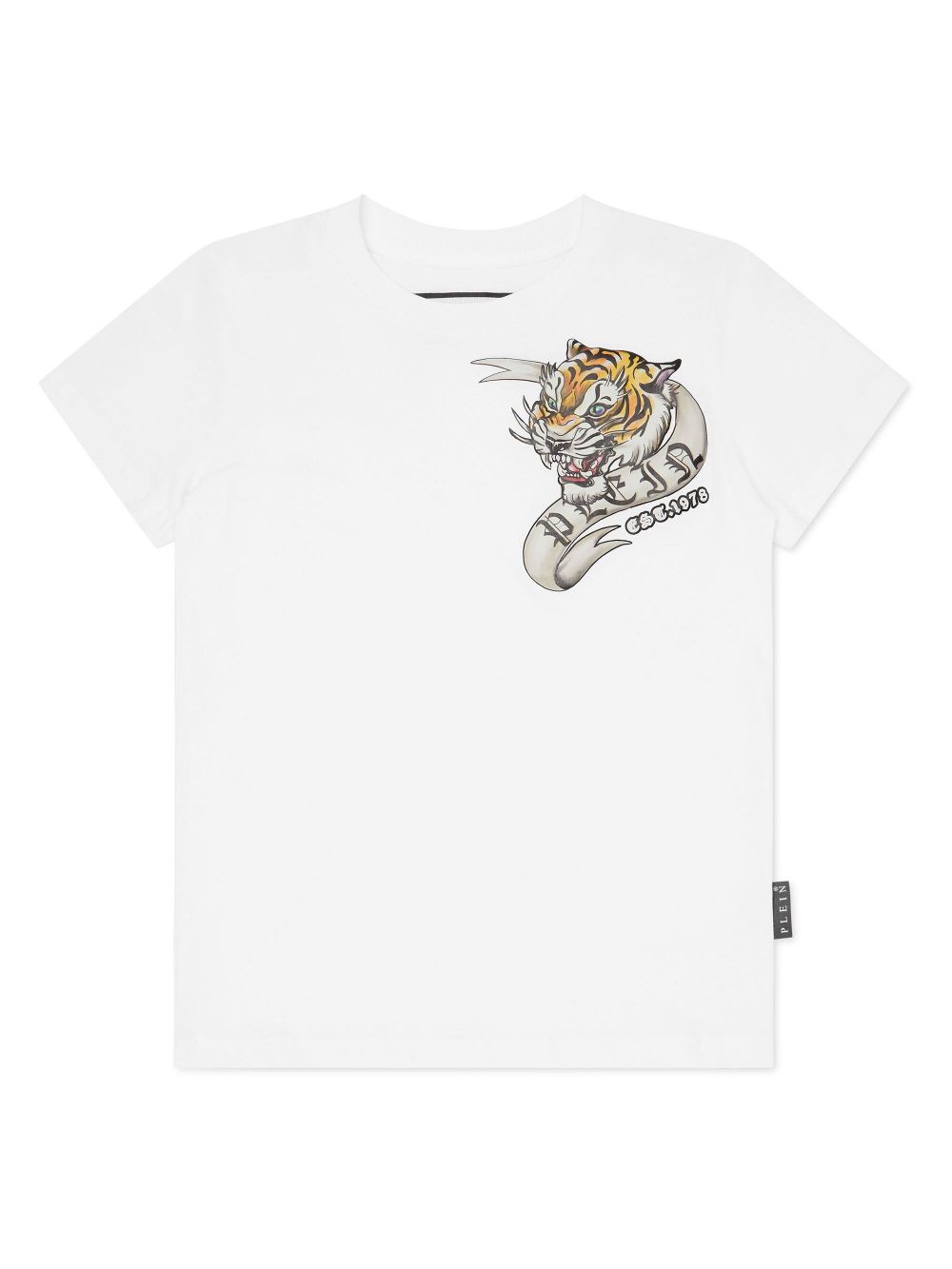 Philipp Plein Junior 老虎印花棉T恤 - 白色